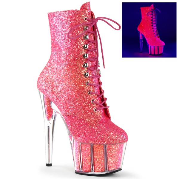 ADORE-1020G ° Stiefel ° Neon Pink Glitter ° Plateau ° Pleaser