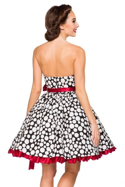 Belsira SONDERPOSTEN Vintage-Bandeau-Kleid in schwarz-weiß-rot