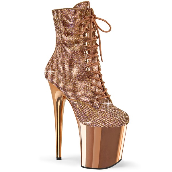 FLAMINGO-1020CHRS ° Stiefel ° Gold Strass ° Plateau ° Pleaser