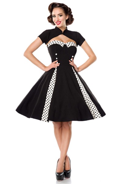 Belsira Vintage-Kleid mit Bolero in schwarz-weiß