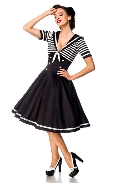 Belsira Swing-Kleid im Marinelook in schwarz-weiß