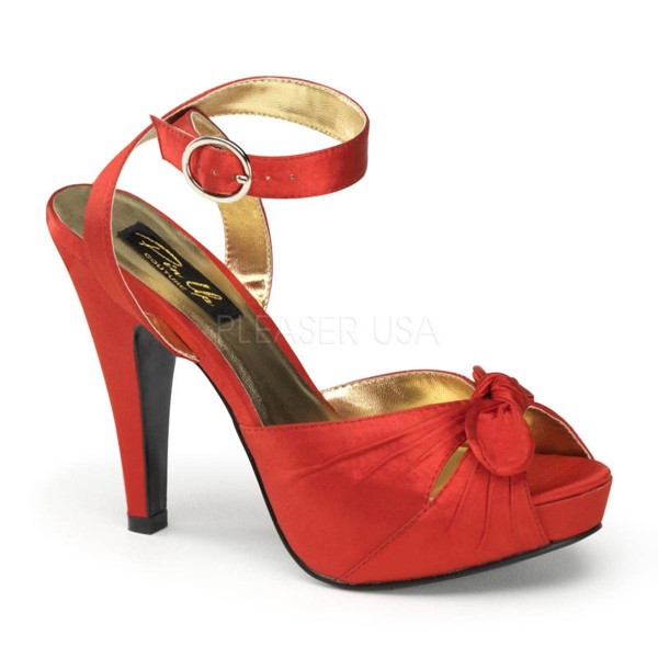 BETTIE 04 ° Damen Sandalette ° Rot Satin ° Pin Up Couture