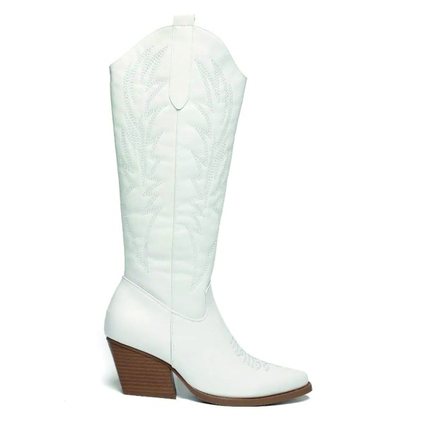 Bequeme Cowboy Boots Weiß gesteppt RedSixty