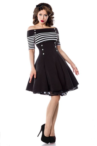 Belsira Vintage-Kleid in schwarz-weiß-stripe