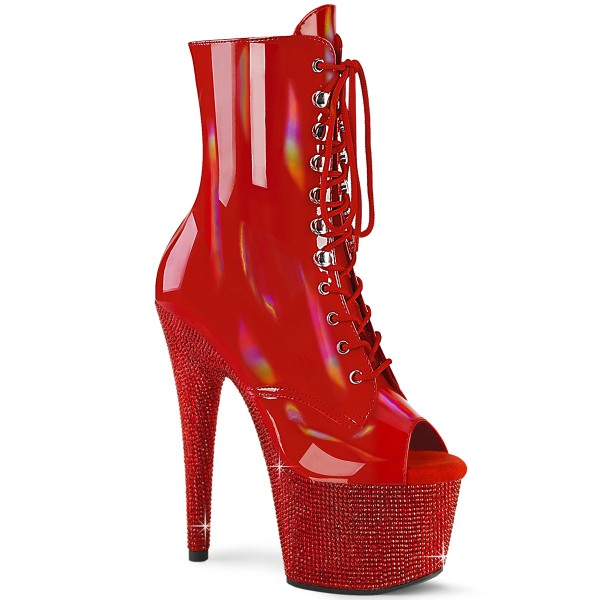 BEJEWELED-1021-7 ° Stiefel ° Rot Lack Patent ° Plateau ° Pleaser