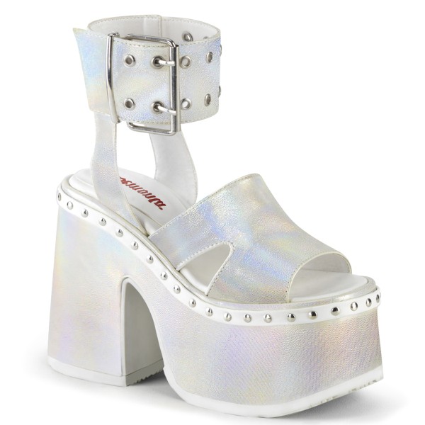 DemoniaCult CAMEL-102 Damen Sandale Weiß holografisch