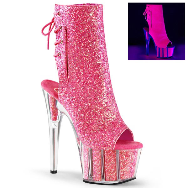 ADORE-1018G ° Stiefel ° Neon Pink Glitter ° Plateau ° Pleaser