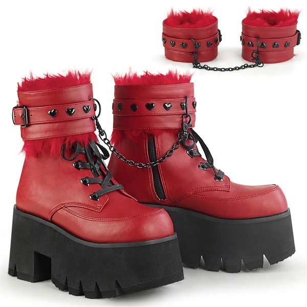 DemoniaCult ASHES-57 Stiefel Rot Plateau