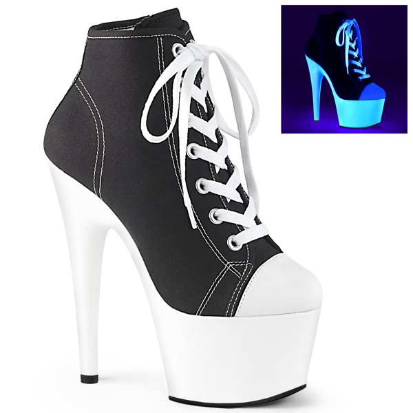 ADORE-700SK-02 ° Plateau Exotic Dancing Damen High Heel Sneaker ° Schwarz ° Neon Weiß ° Pleaser