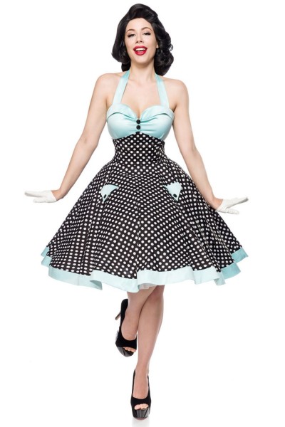 Belsira Vintage-Swing-Kleid in schwarz-weiß-blau