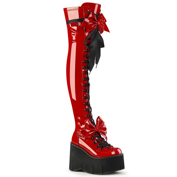 DemoniaCult KERA-303 Stiefel Rot Lack Patent Plateau