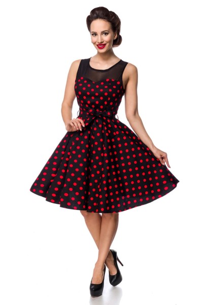 Belsira Kleid mit Dots in schwarz-rot