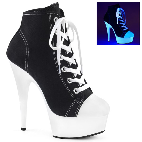DELIGHT-600SK-02 ° Plateau Exotic Dancing Damen High Heel Sneaker ° Schwarz ° Neon Weiß ° Pleaser