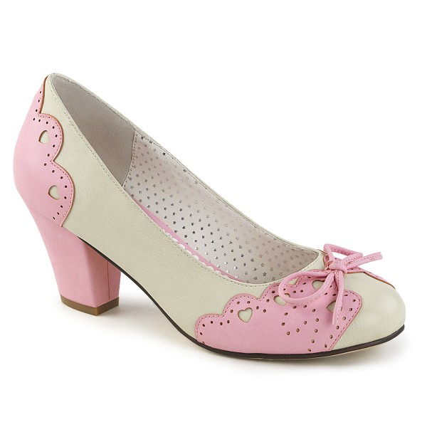 WIGGLE-17 ° Damen Mary Jane Pumps ° Beige-Rosa ° Pin Up Couture