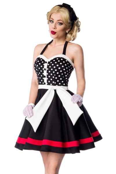 Belsira Neckholder Kleid in schwarz-weiß-rot