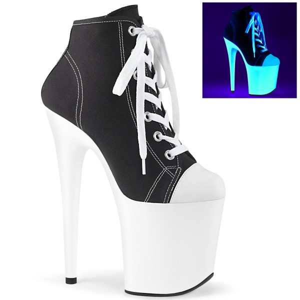 FLAMINGO-800SK-02 ° Plateau Exotic Dancing Damen High Heel Sneaker ° Schwarz ° Neon Weiß ° Pleaser