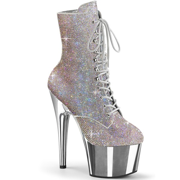 ADORE-1020CHRS ° Stiefel ° Silber Strass ° Plateau ° Pleaser