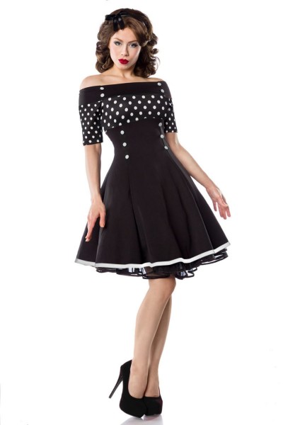 Belsira Vintage-Kleid in schwarz-weiß-dots