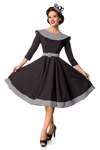 Belsira Premium Vintage Swing-Kleid in schwarz-weiß